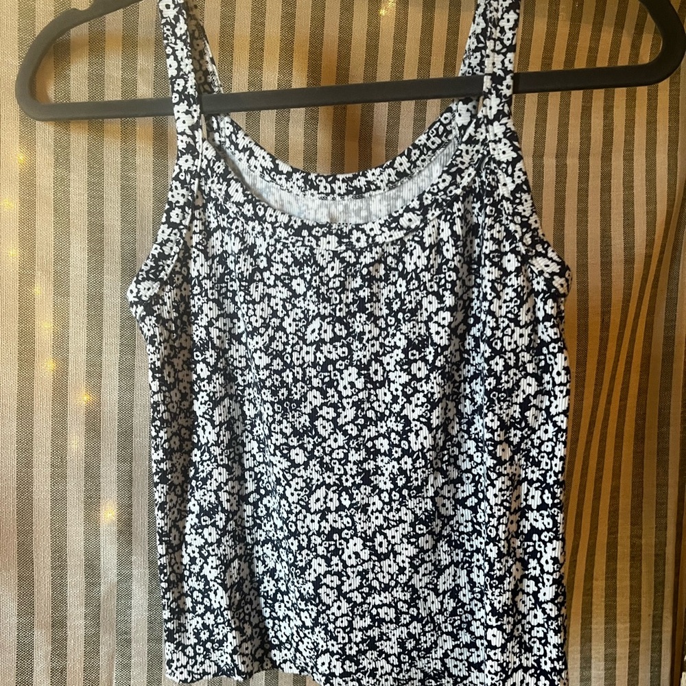 Floral Black and White Women's Top